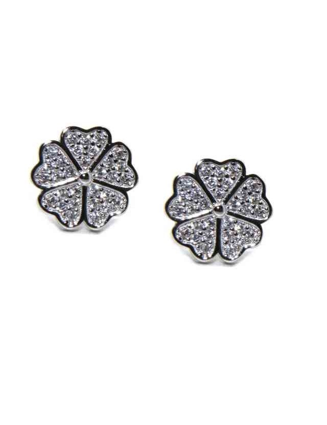NALBORI 925 silver four-leaf clover and zircon earrings
