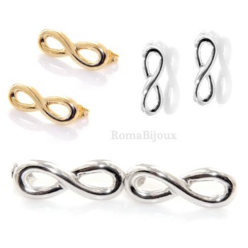 RMB|Argento 925 : orecchini donna con il simbolo dell' infinito fintura oro bianco, giallo o chiaro