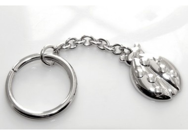 RMB|Keychain keyring man or woman plate machined oval glossy all 925 Silver Massif 16 gr