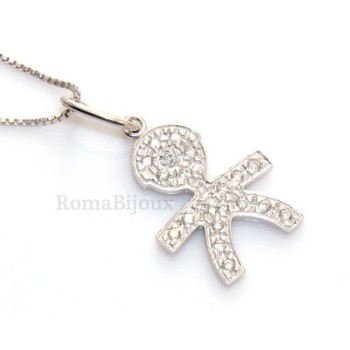 RMB|Argento 925 : Collana Collier donna veneziana 44 cm e bambina di zirconi bianchi