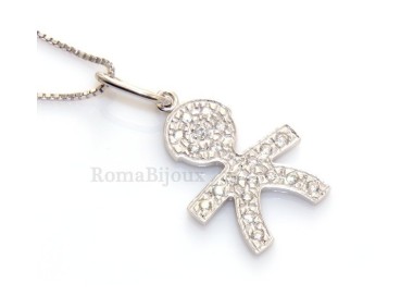 RMB|Argento 925 : Collana Collier donna veneziana 44 cm e bambina di zirconi bianchi