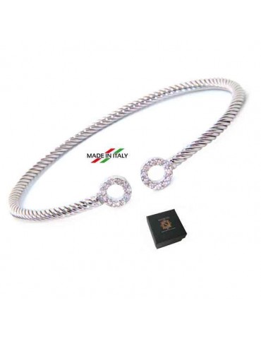 NALBORI Cable open rigid cable bracelet with cubic zirconia rings