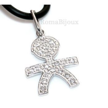 RMB|Argento 925 ciondolo bambino di zirconi bianchi con catenina o laccio
