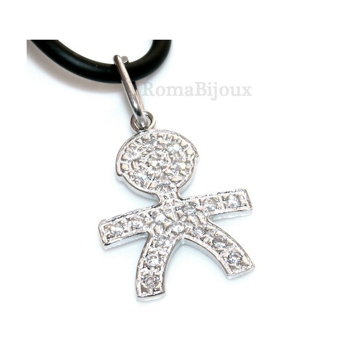 RMB|925: 44 cm Necklace Collier Venetian woman and child of white cubic zirconia