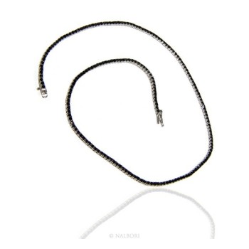 RMB|Argento 925 : Collana Collier donna modello Tennis con zirconi NERI griffe 2 mm taglio brillante 