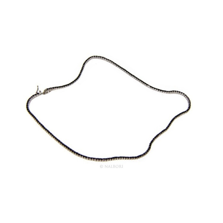 RMB|Argento 925 : Collana Collier donna modello Tennis con zirconi NERI griffe 2 mm taglio brillante 