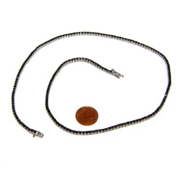 RMB|Argento 925 : Collana Collier donna modello Tennis con zirconi NERI griffe 2 mm taglio brillante 