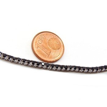 RMB|Argento 925 : Collana Collier donna modello Tennis con zirconi NERI griffe 2 mm taglio brillante 