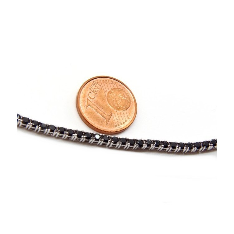 RMB|Argento 925 : Collana Collier donna modello Tennis con zirconi NERI griffe 2 mm taglio brillante 