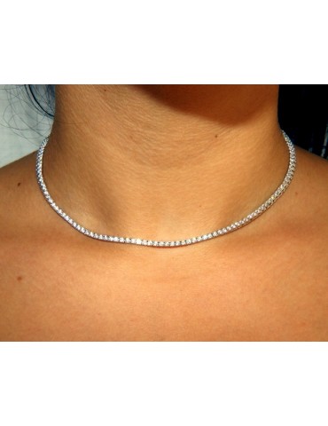 925: Necklace Collier Tennis woman model with cubic zirconia jaws 2mm brilliant cut