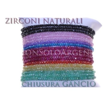 RMB|Argento 925 : Bracciale Donna semipreziosi pietre zirconi naturali chiusura gancio mis 17