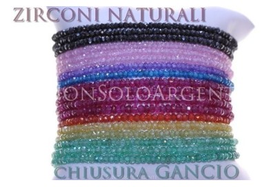 RMB|Argento 925 : Bracciale Donna semipreziosi pietre zirconi naturali chiusura gancio mis 17