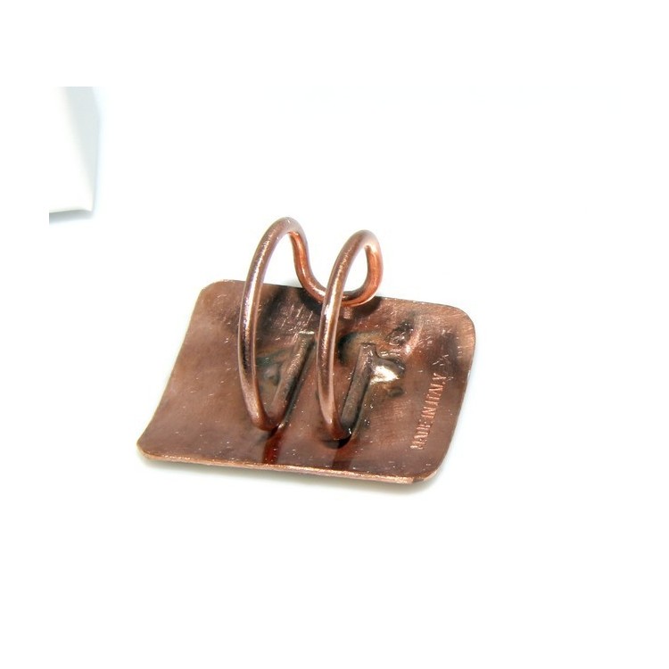 RMB|Anello donna piastra regolabile rame 999 CopperFantasy smalto marrone panna glitter