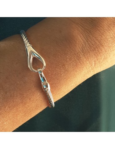 925 silver bracelet 18 cm hook for men and women NALBORI cable