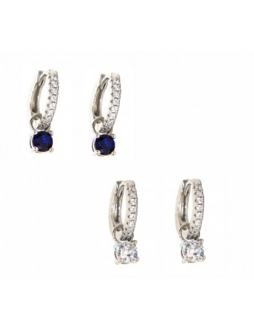 925 silver hoops earrings with double use zircon pendants