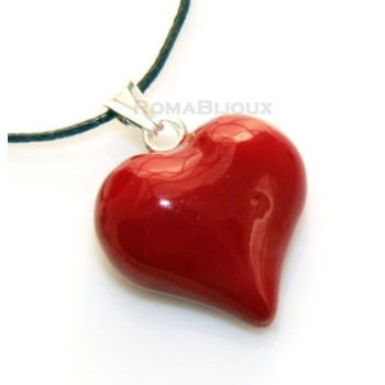 RMB|925 Silver Pendant: Red Heart enamel hand in 2 sizes