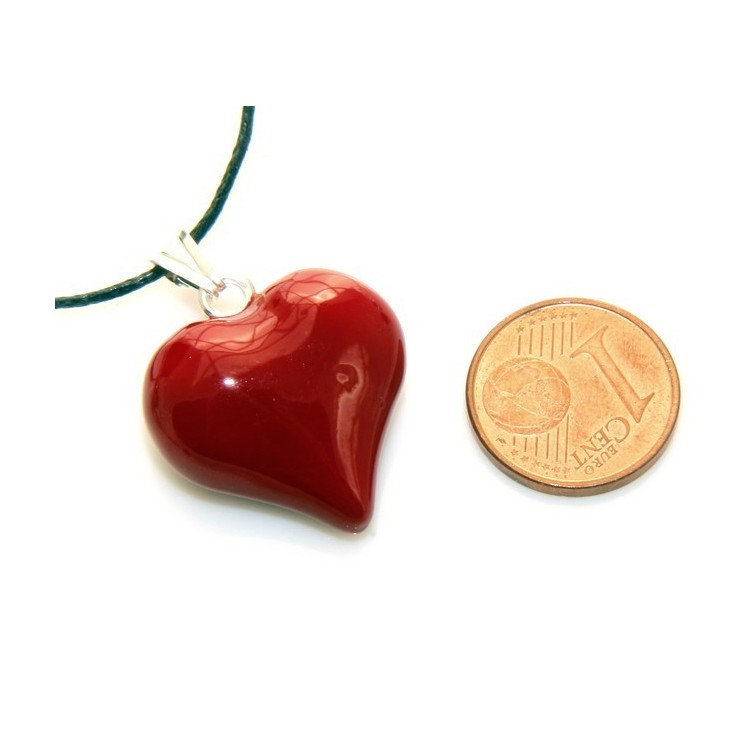 RMB|925 Silver Pendant: Red Heart enamel hand in 2 sizes
