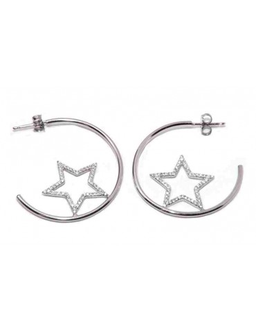 NALBORI orecchini argento 925 cerchi con stelle di zirconi