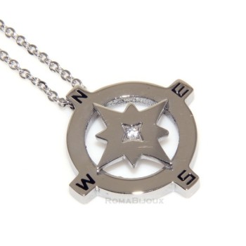 RMB|acciaio anallergico : collana con pendente rosa dei venti