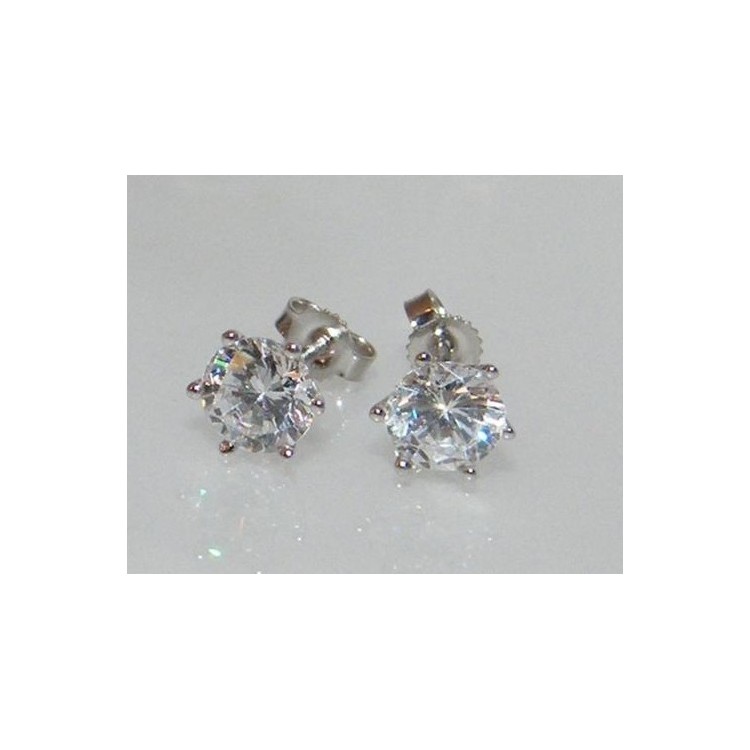 RMB|ORO 750/oo Bianco : Orecchini uomo donna 6 griffe Punto luce con zircone taglio brillante 2 ct