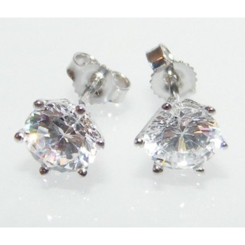 RMB|ORO 750/oo Bianco : Orecchini uomo donna 6 griffe Punto luce con zircone taglio brillante 2 ct