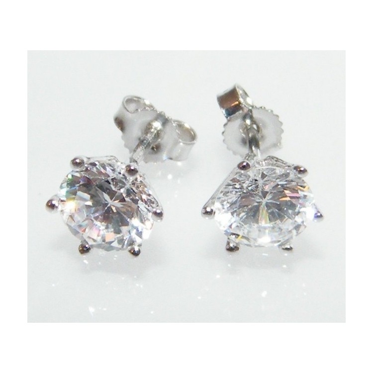 RMB|ORO 750/oo Bianco : Orecchini uomo donna 6 griffe Punto luce con zircone taglio brillante 2 ct