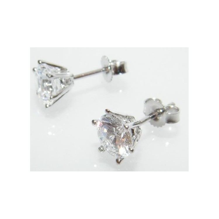 RMB|ORO 750/oo Bianco : Orecchini uomo donna 6 griffe Punto luce con zircone taglio brillante 2 ct