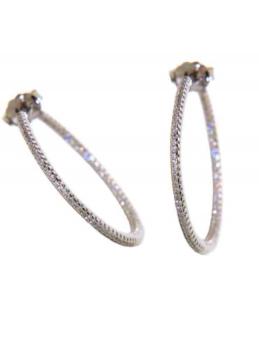 925 silver earrings circles zircons internal external 3cm brand NALBORI