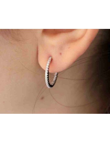 925 silver earrings circles zircons internal external 1,9cm brand NALBORI