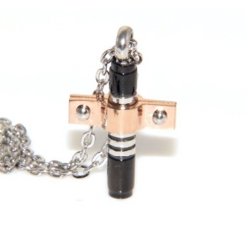 RMB|Stainless steel: forzatina cross pendant necklace round bolted 3 colors