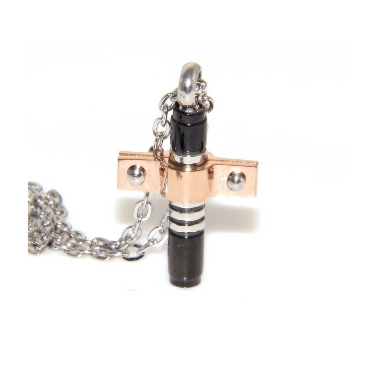 RMB|Stainless steel: forzatina cross pendant necklace round bolted 3 colors