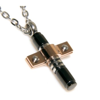 RMB|Stainless steel: forzatina cross pendant necklace round bolted 3 colors