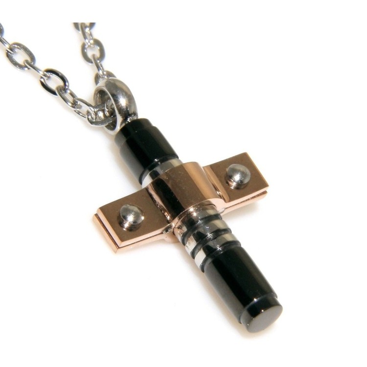 RMB|Stainless steel: forzatina cross pendant necklace round bolted 3 colors