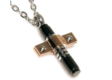 RMB|Stainless steel: forzatina cross pendant necklace round bolted 3 colors