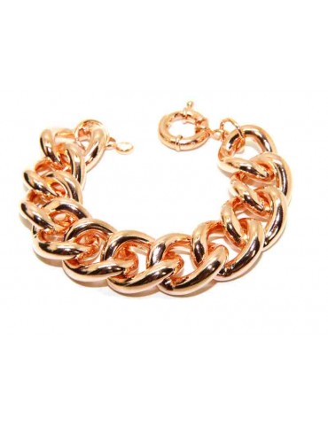 Rose gold plated curb bracelet in hypoallergenic Bronze for woman
