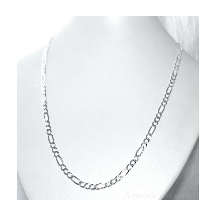 RMB|ARGENTO 925 : Collana e Bracciale uomo catena figaro 5 mm modello 3 + 1 sbiancata e piena