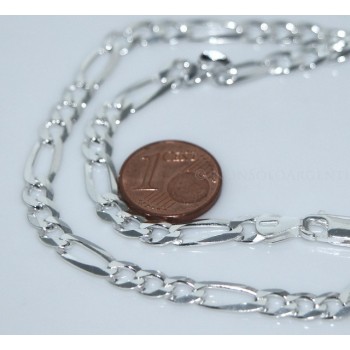 RMB|ARGENTO 925 : Collana e Bracciale uomo catena figaro 5 mm modello 3 + 1 sbiancata e piena