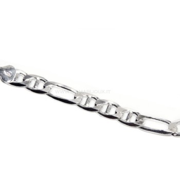 RMB|ARGENTO 925 : Bracciale o collana uomo figaro maglia marina 3+1