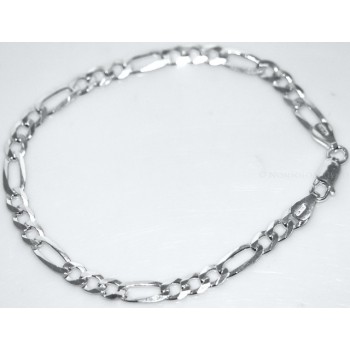 RMB|ARGENTO 925 : Collana e Bracciale uomo catena figaro 5 mm modello 3 + 1 sbiancata e piena