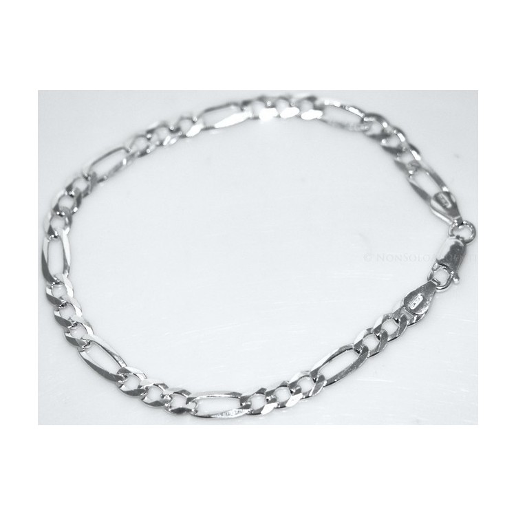 RMB|ARGENTO 925 : Collana e Bracciale uomo catena figaro 5 mm modello 3 + 1 sbiancata e piena