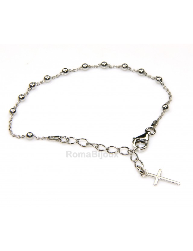 Rosary bracelet man or woman in 925 sterling silver cross smooth rod yellow gold or white 16-20 cm
