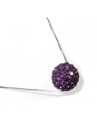925 silver dark purple cubic zirconia sphere necklace for woman