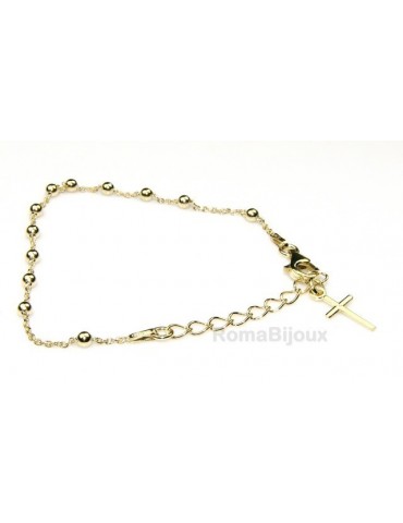 Rosary bracelet man or woman in 925 sterling silver cross smooth rod yellow gold or white 16-20 cm