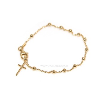 RMB|Rosary bracelet man or woman in 925 sterling silver cross smooth rod yellow gold or white 17 cm