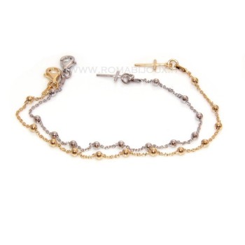 RMB|Bracciale rosario uomo o donna in Argento 925 croce liscia rod Oro giallo o bianco 17 cm