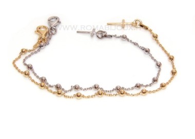 RMB|Rosary bracelet man or woman in 925 sterling silver cross smooth rod yellow gold or white 17 cm