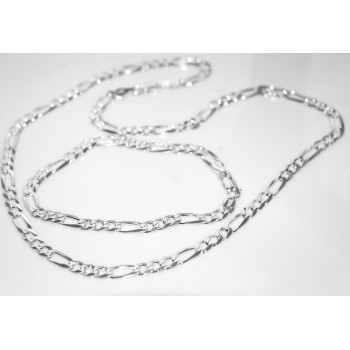 RMB|ARGENTO 925 : Collana e Bracciale uomo catena figaro 5 mm modello 3 + 1 sbiancata e piena