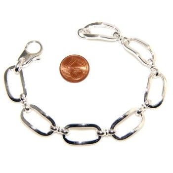 RMB|Bracciale donna in Argento 925 non rodiato con ovali grandi misura 17,50 / 18 cm
