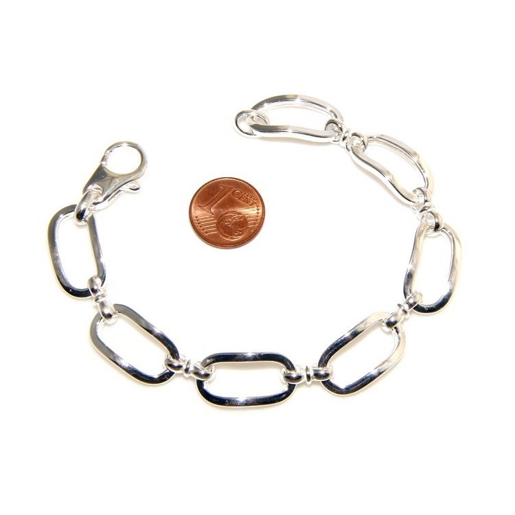 RMB|Bracciale donna in Argento 925 non rodiato con ovali grandi misura 17,50 / 18 cm