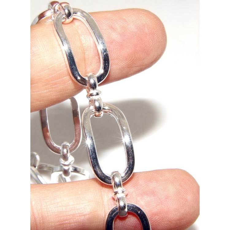 RMB|Woman bracelet in 925 sterling silver with rhodium not oval large measure 17,50 / 18 cm